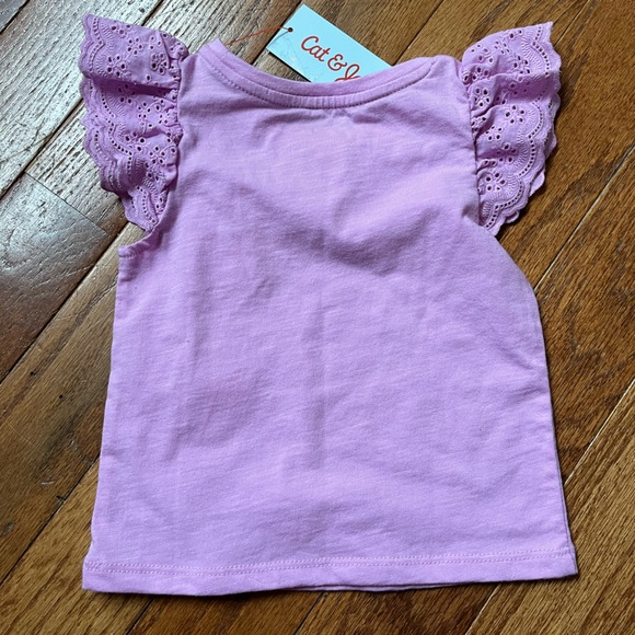 NWT Cat & Jack Purple Ruffle Sleeve Top with Striped Skirt, Size 18 M - Picture 3 of 10